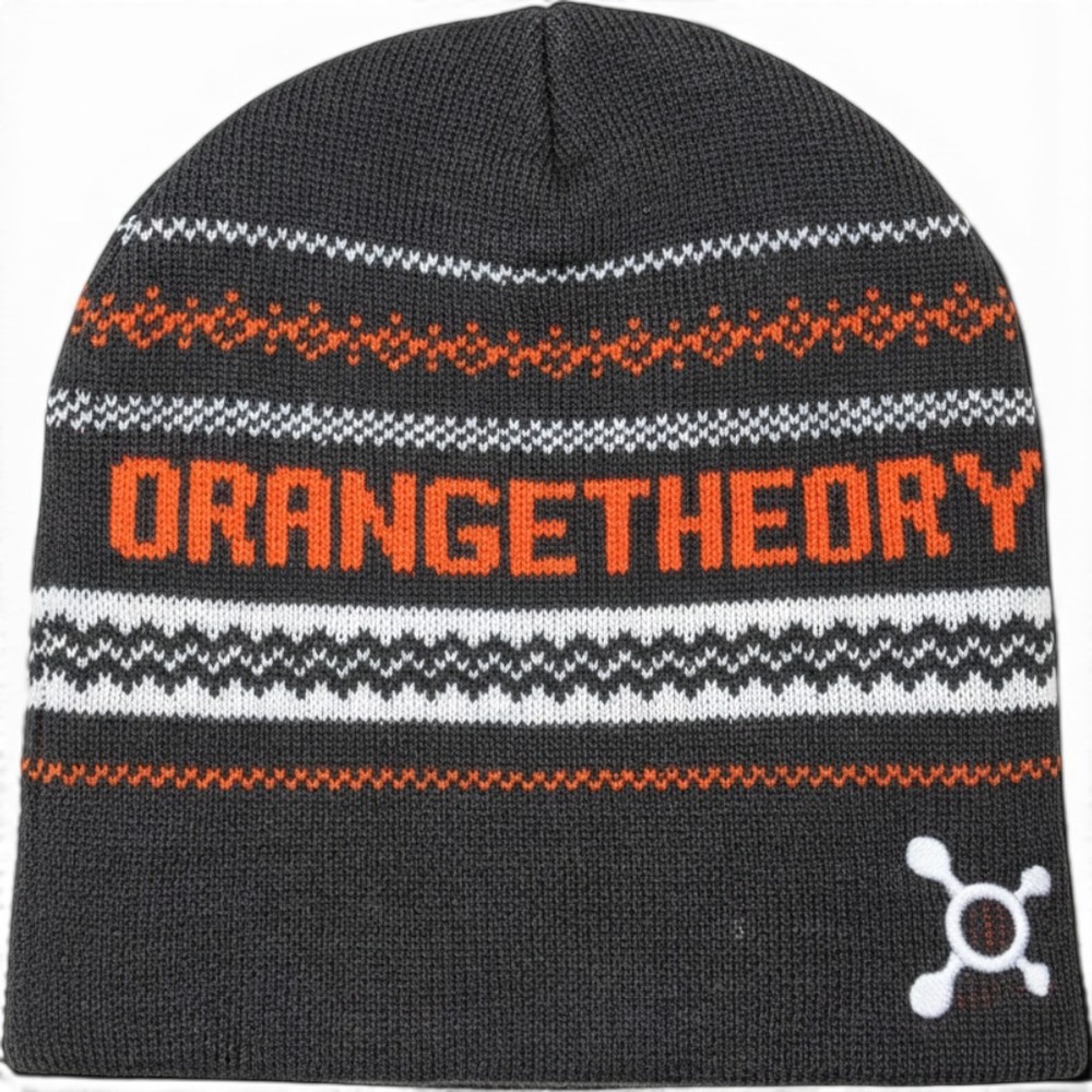 Orangetheory Fitness Beanie Knit Hat Gray Orange | Unisex One Size